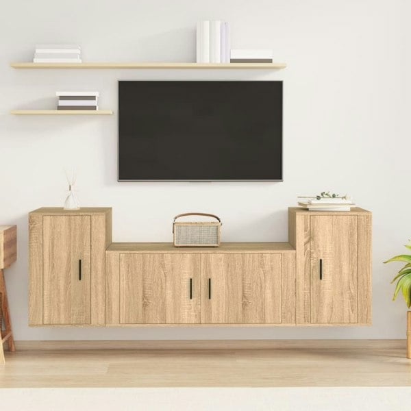 Berkfield 3 Piece TV Cabinet Set Sonoma Oak Engineered Wood