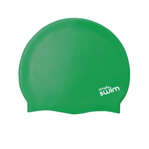 Green Simply Swim junior silicone swim cap in solid colours