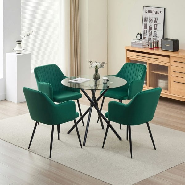 Indoor Living New York Dining Table with 4 Charlotte Velvet Chairs