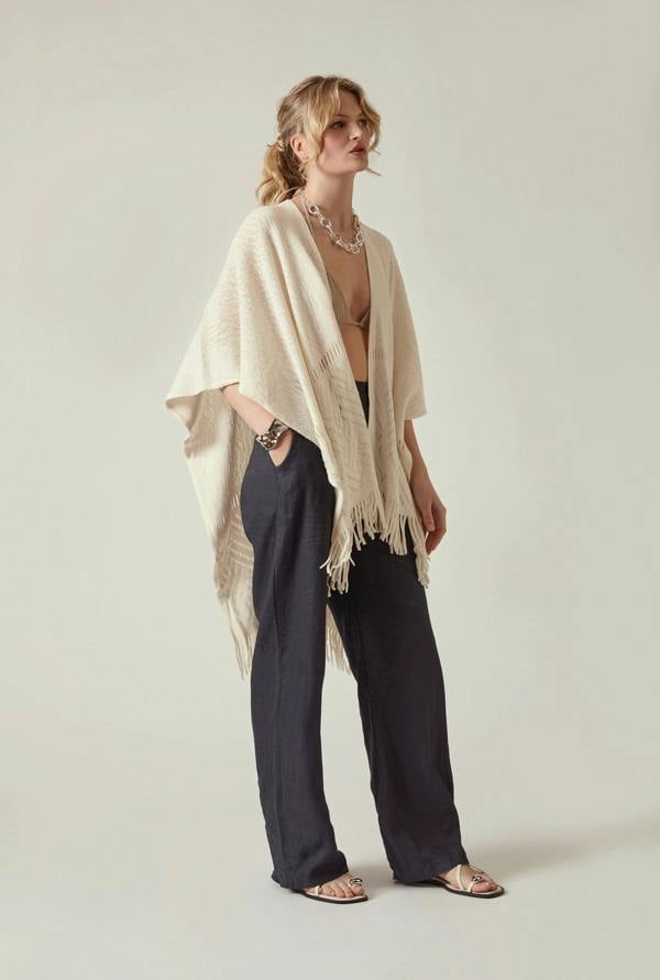 James Lakeland Cream Pointelle Knit Kaftan