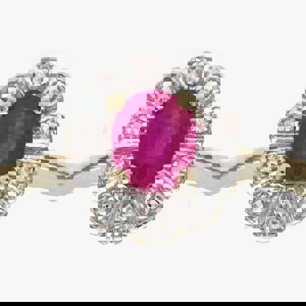 T. H. Baker 9ct Yellow Gold Ruby Flower Ring PR02321Y RU