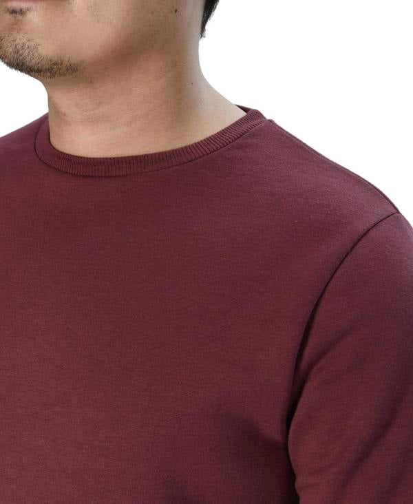 Smart Living Classic Plain Crew Neck Long Sleeve Pullover Sweatshirt Jumper - Burgundy