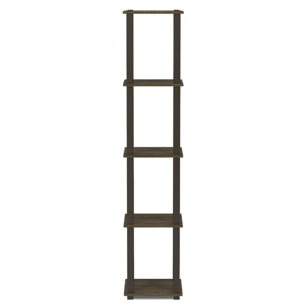 WALPLUS Turn-S-Tube 5-Tier Corner Square Rack Display Shelf with Square Tube, Walnut/Brown perfect for organized storage and display