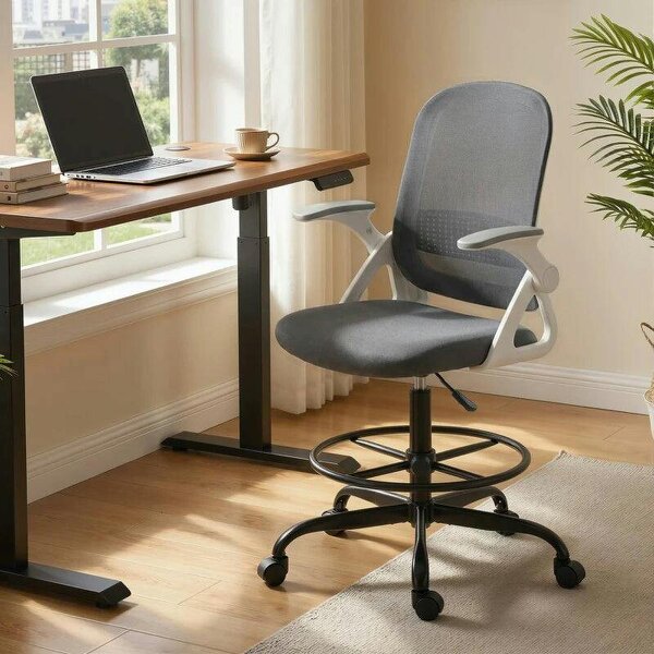 Painting Chair, Mesh Computer Desk Chair with Flip-up Armrests, Grey