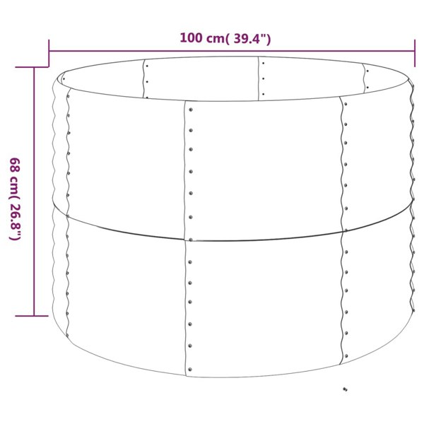 Berkfield Garden Raised Bed Powder-coated Steel 100x100x68 cm Silver