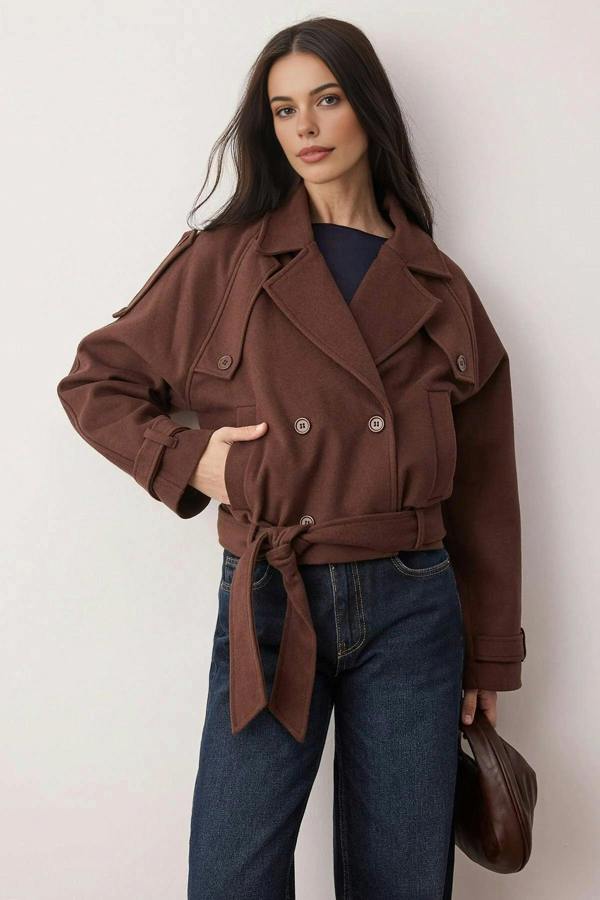WOVCOR Soft Textured Seasonal Short Cashmere Jacket Coat