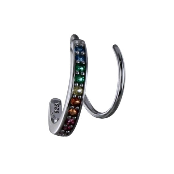 Reeves & Reeves Sterling Silver Rainbow Pavé Curl Stud