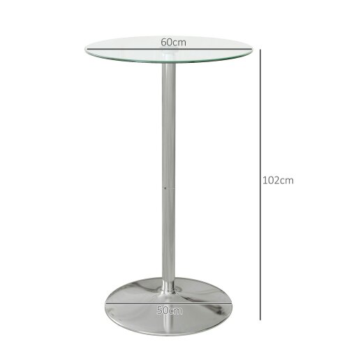 Wyld Haus Lorapa Metal And Glass Clear High Top Bistro Table For 2 With Steel Base