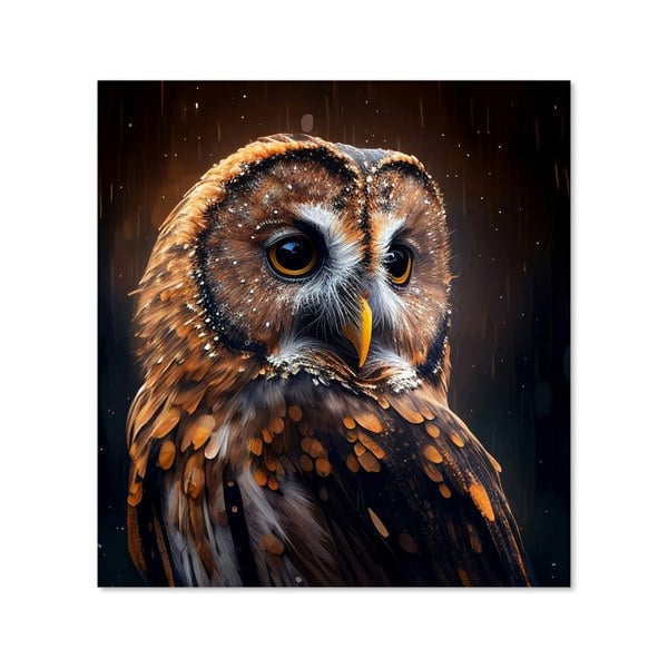 Warren Reed - Designer Tawny Owl Face Splashart Dark Background Kitchen Splashback