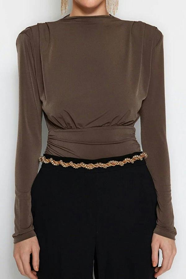 WOVCOR Knit Bodysuit with Drape Detail
