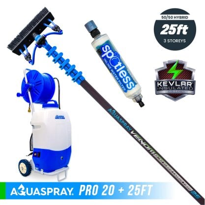 Equip2clean Aquaspray® Venom 50/50 Hybrid KEVLAR INSULATED Water-Fed Pole & Spray Tank Pack | 18ft–30ft - Aquaspray Pro 20L Tank - 25ft