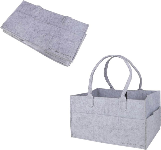 Generise Baby Multi-Compartment Nappy Caddy Storage Organizer - Grey