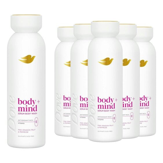 Dove Body + Mind Serum Body Wash Dragon Fruit Antioxidant & Vitamin E, 6x650ml