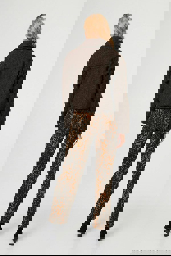 Brown | Collared Pocket Front Cropped Jacket
