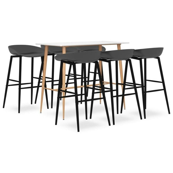Berkfield 7 Piece Bar Set White and Grey