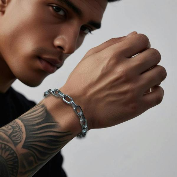 Aye Do Gifts Men's Long Link Silver Bracelet