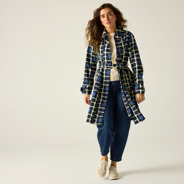 Regatta Womens Orla Kiely Waterproof Trench Coat - Navy