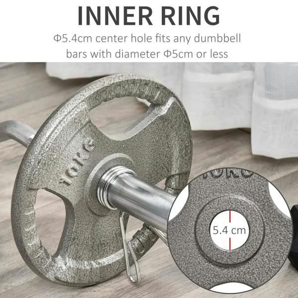 Cast iron weight plate with 5.4 cm center hole, speckled gray