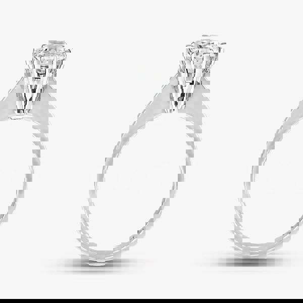 T. H. Baker 9ct White Gold Clear Crystal Six Claw Solitaire Ring MR4130W