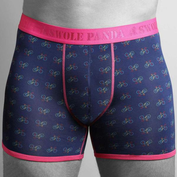 SWOLE PANDA Bicycles Bamboo Boxer Brief, Blue/pink