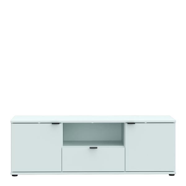 Furniture To Go Ganymede Wide TV Unit with Open Shelf, Drawer & 2 Doors in Light Grey