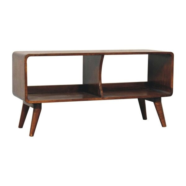 Artisan Furniture Solid Wood Curved Chestnut Double Slot Media Unit, Brown