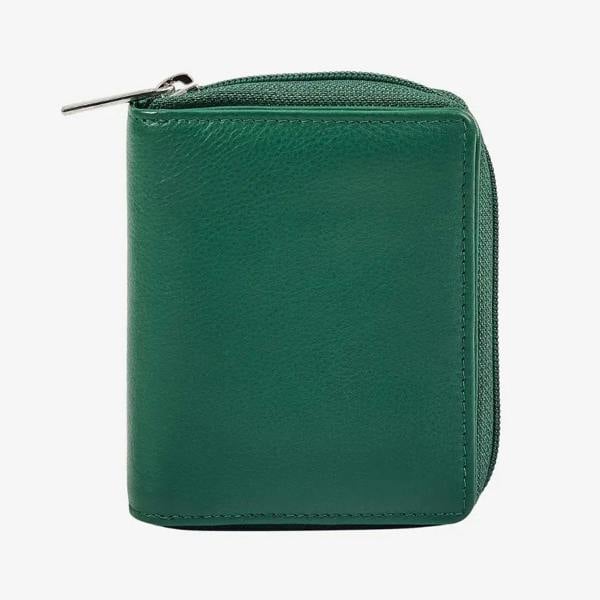 Miami zip around purse for women in green real leather 