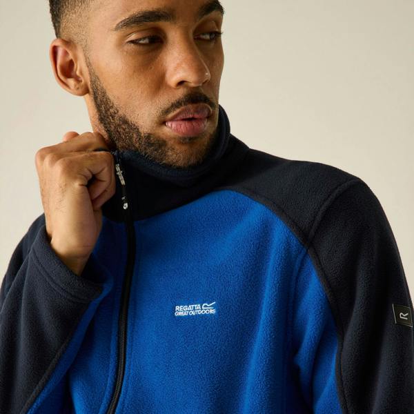 Regatta Great Outdoors Mens Hedman II Two Tone Full Zip Fleece Jacket - Olympian Blue/Navy - Olympian Blue/Navy - 100% Polyester