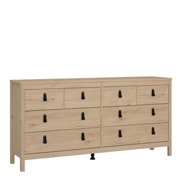 Wyld Haus Barcelona Natural Oak Wood Double Dresser 8 Drawers