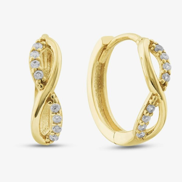 T. H. Baker 9ct Yellow Gold Cubic Zirconia Infinity Huggie Earrings GER245