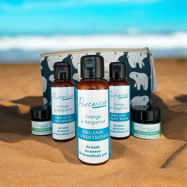 Puremess Orange & Bergamot Travel Set | Hair, Body & Wellness Essentials in a Handmade Bag
