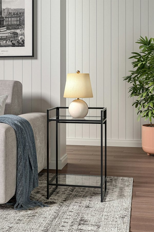 Living and Home Rectangle Tempered Glass Side Table