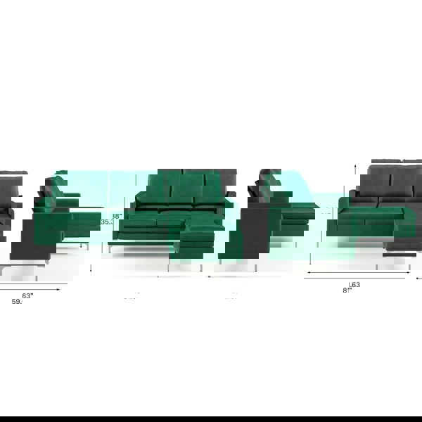 Dorel Home Chapman sectional sofa in velvet green