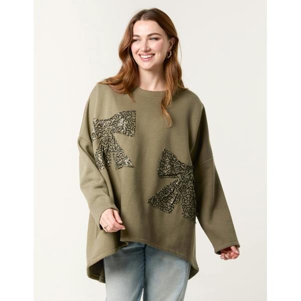 Blue Vanilla Bow Front Oversized Sweatshirt