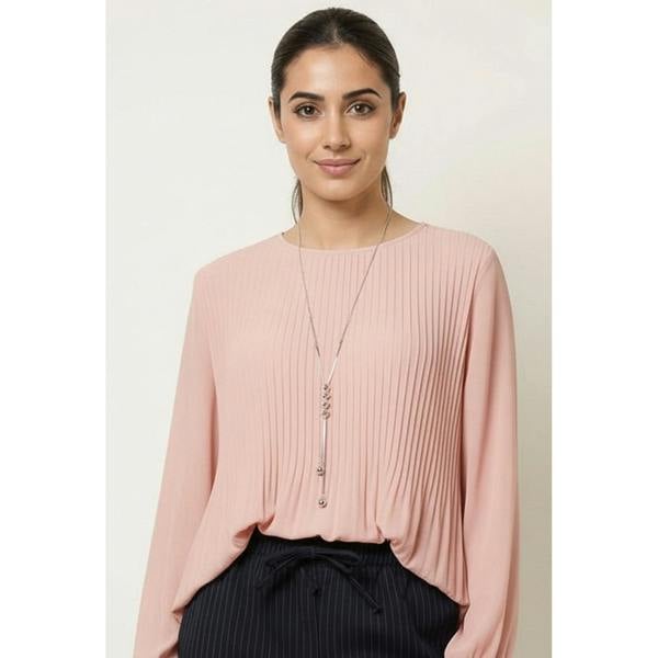 Blue Vanilla Long Sleeve Pleated Top