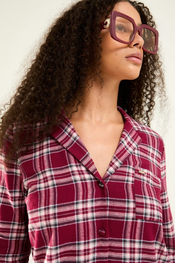 Plaid Nightshirt in Bordeaux - Nightgowns