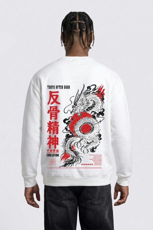London Attitude Oversized Tokyo After Dark Dragon Sweatshirt