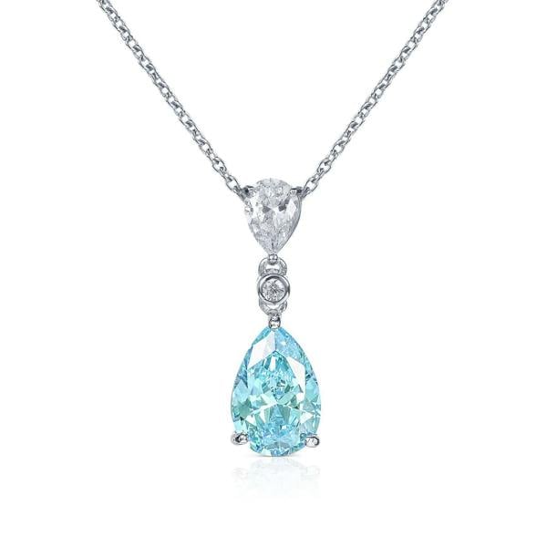 namana 925 Sterling Silver Light Blue Pear Drop Pendant Necklace For Women