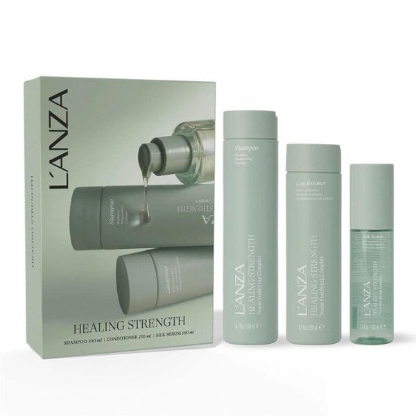 L'Anza Healing Strength Set - Shampoo, Conditioner + FREE Silk Serum