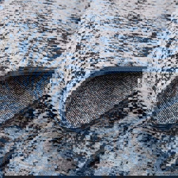 Living Room Rug Vintage Design in Blue Exclusive Elegant Pattern