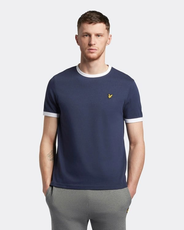 Lyle & Scott Branded Ringer T-Shirt - Navy