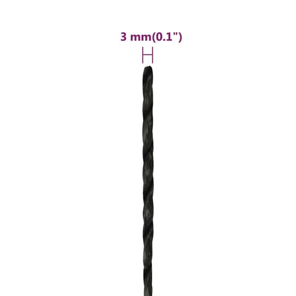 Berkfield Work Rope Black 3 mm 100 m Polypropylene