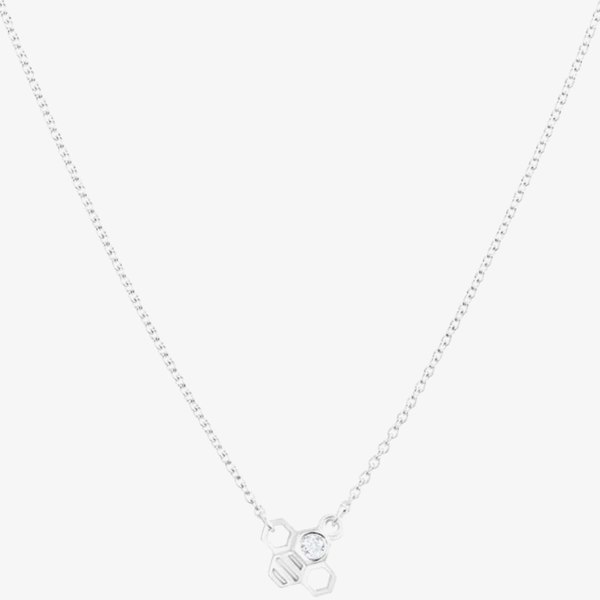 T. H. Baker Sterling Silver Cubic Zirconia Tiny Bee Necklace BF1-SL-CZ