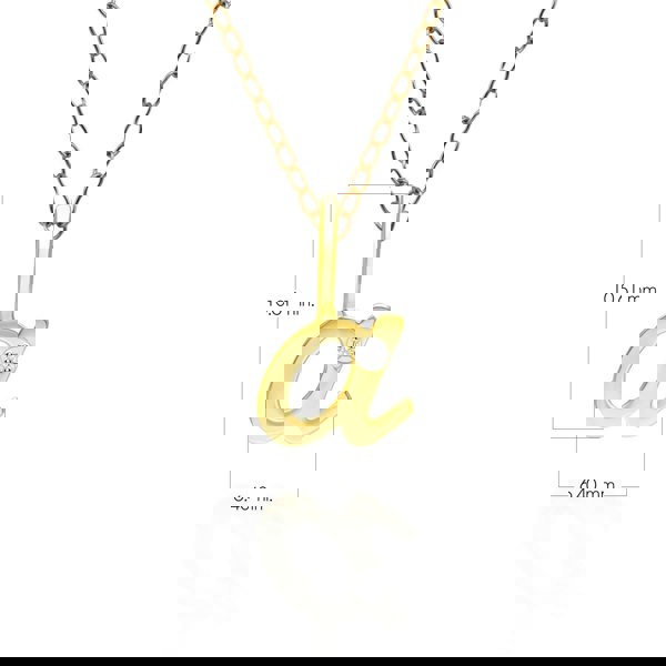 191P0772019 Alphabet Letter A Diamond pendant in 9ct Yellow Gold Dimensions
