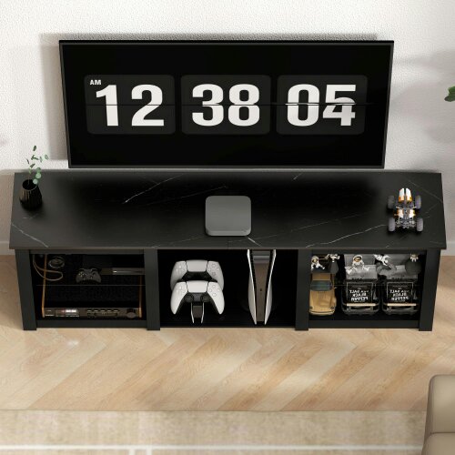 Wyld Haus Filu Nara 160cm Wooden Black TV Stand With LED Lighting And Storage For 65 Inch Screens