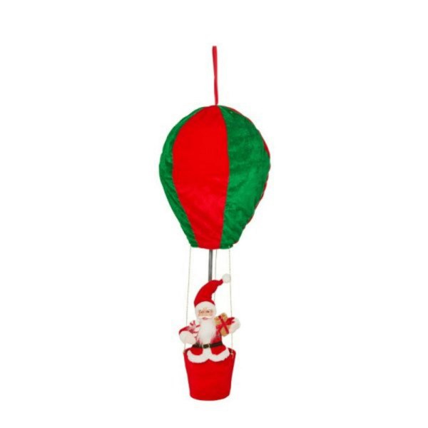 Samuel Alexander 80cm Red and Green Santa's Hot Air Balloon Hanging Christmas Decoration