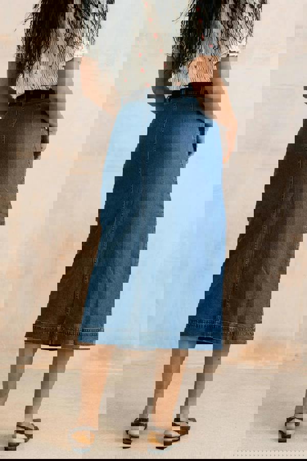 Lily & Me Penrose Denim Midi Skirt Blue