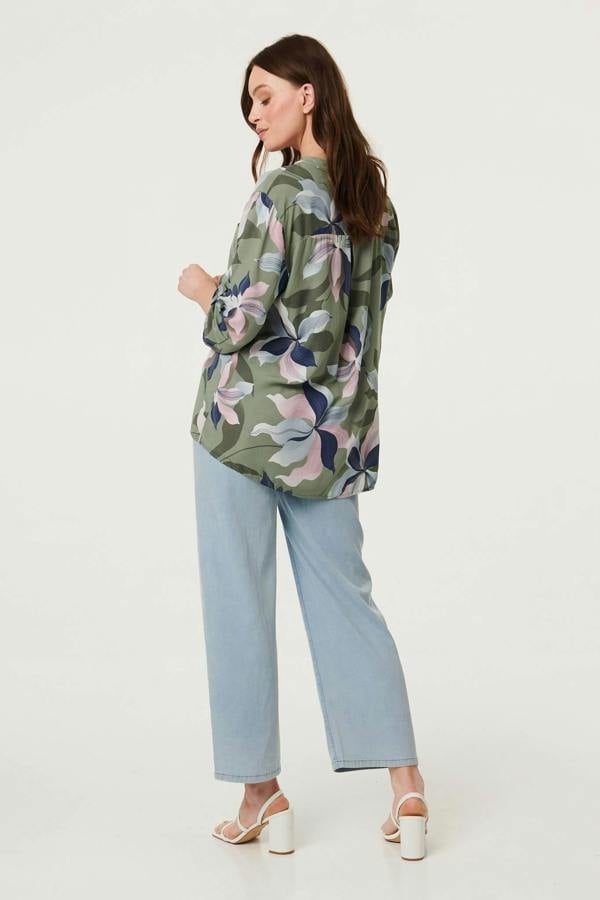 Sage | Sequin Trim Floral Relaxed Blouse