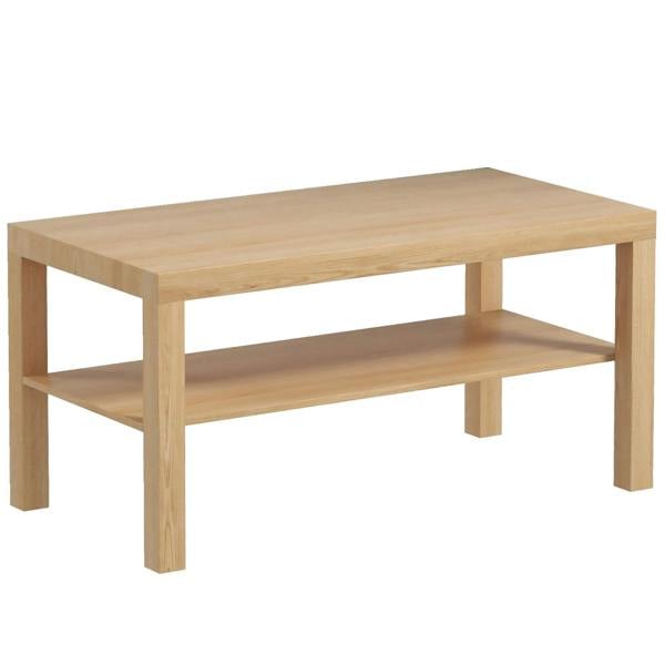 Wyld Haus Wooden 90cm Natural Finish Rectangular Coffee Table with Bottom Shelf