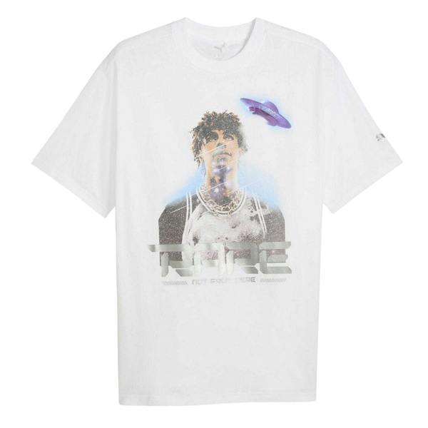 Puma Mens LaMelo Ball UFO Metallic Relaxed Fit T-Shirt - Puma White - 